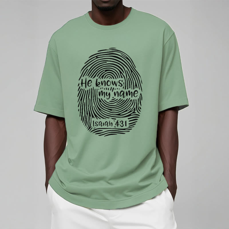 T-shirt unisexe Christianartworkshop « Il connaît mon nom » avec empreinte digitale et verset biblique - image 15