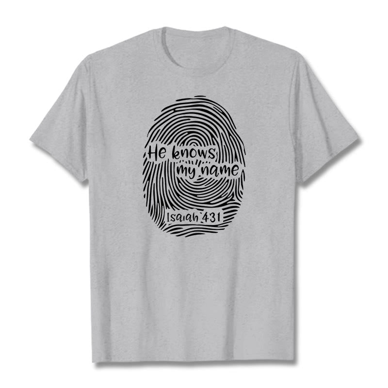 T-shirt unisexe Christianartworkshop « Il connaît mon nom » avec empreinte digitale et verset biblique - Gris - 2XL - image 18