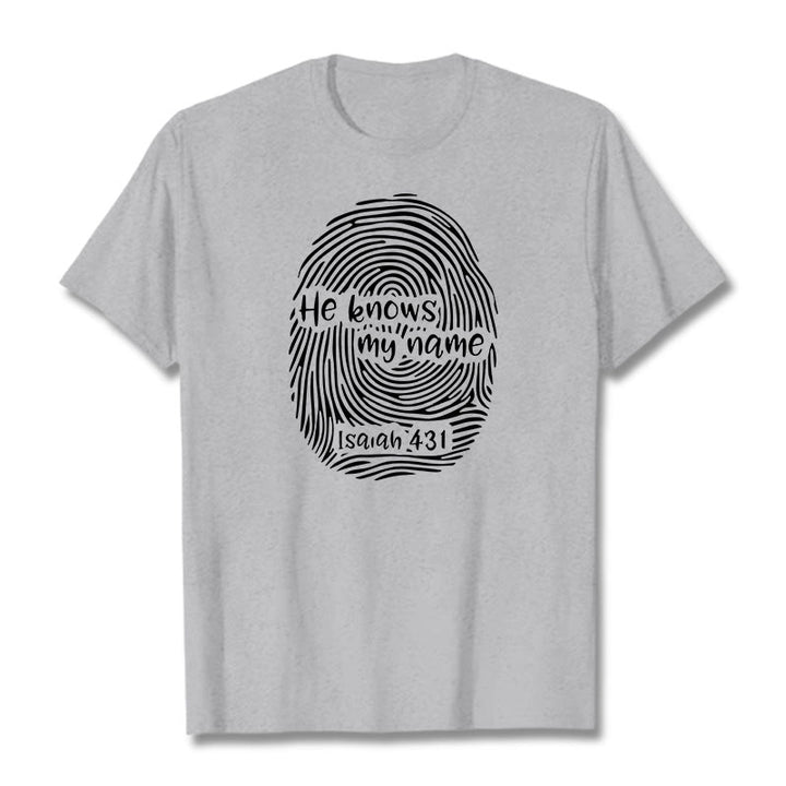 T-shirt unisexe Christianartworkshop « Il connaît mon nom » avec empreinte digitale et verset biblique - Gris - 2XL - image 18