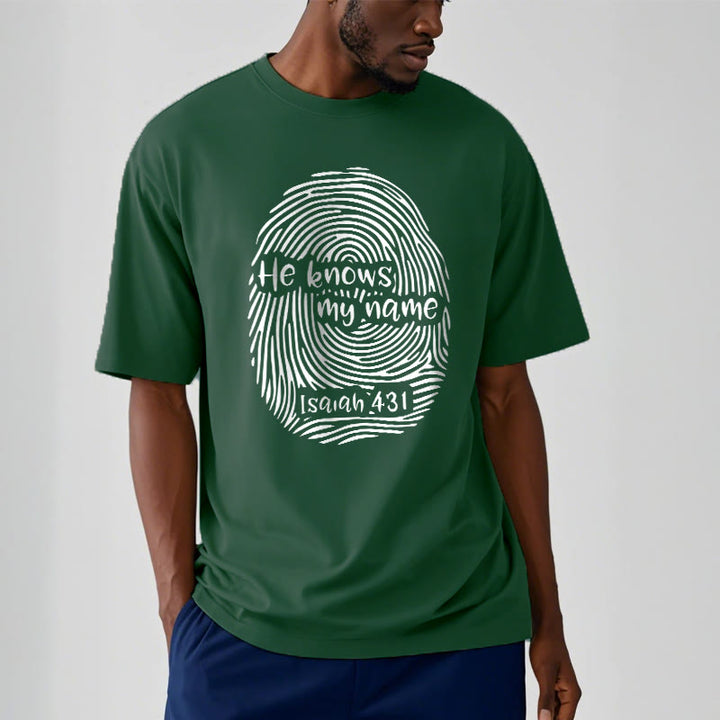 T-shirt unisexe Christianartworkshop « Il connaît mon nom » avec empreinte digitale et verset biblique - image 9