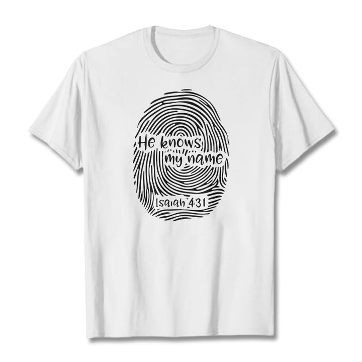 T-shirt unisexe Christianartworkshop « Il connaît mon nom » avec empreinte digitale et verset biblique - Blanc - 2XL - image 5