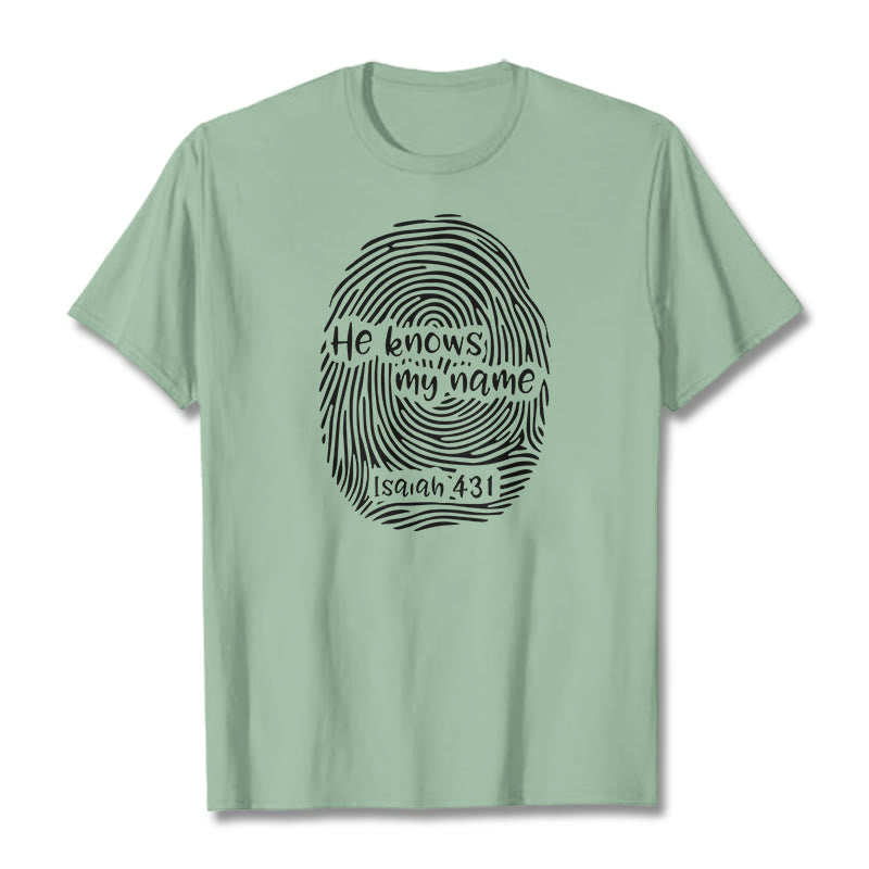 T-shirt unisexe Christianartworkshop « Il connaît mon nom » avec empreinte digitale et verset biblique - Vert clair - 2XL - image 14