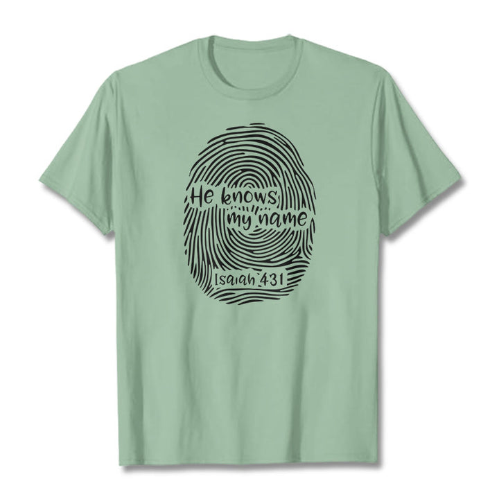 T-shirt unisexe Christianartworkshop « Il connaît mon nom » avec empreinte digitale et verset biblique - Vert clair - 2XL - image 14