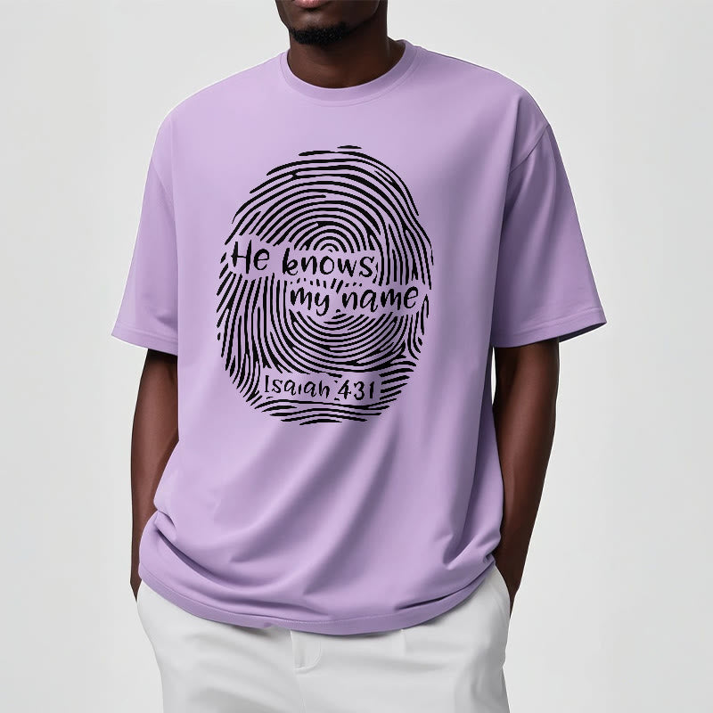 T-shirt unisexe Christianartworkshop « Il connaît mon nom » avec empreinte digitale et verset biblique - image 13