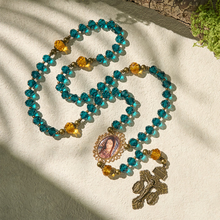 Christianartworkshop Cadeau de Thanksgiving : Chapelet bleu et ambre éclatant | Respectez la volonté de Dieu - image 4