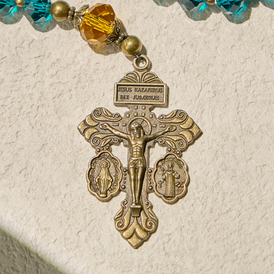 Christianartworkshop Cadeau de Thanksgiving : Chapelet bleu et ambre éclatant | Respectez la volonté de Dieu - image 7