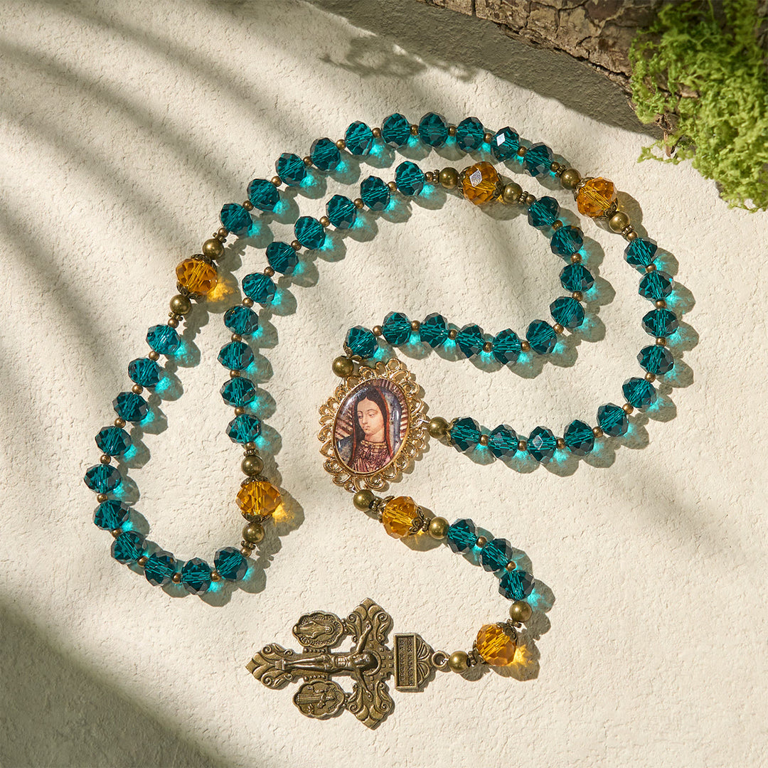 Christianartworkshop Cadeau de Thanksgiving : Chapelet bleu et ambre éclatant | Respectez la volonté de Dieu - image 6