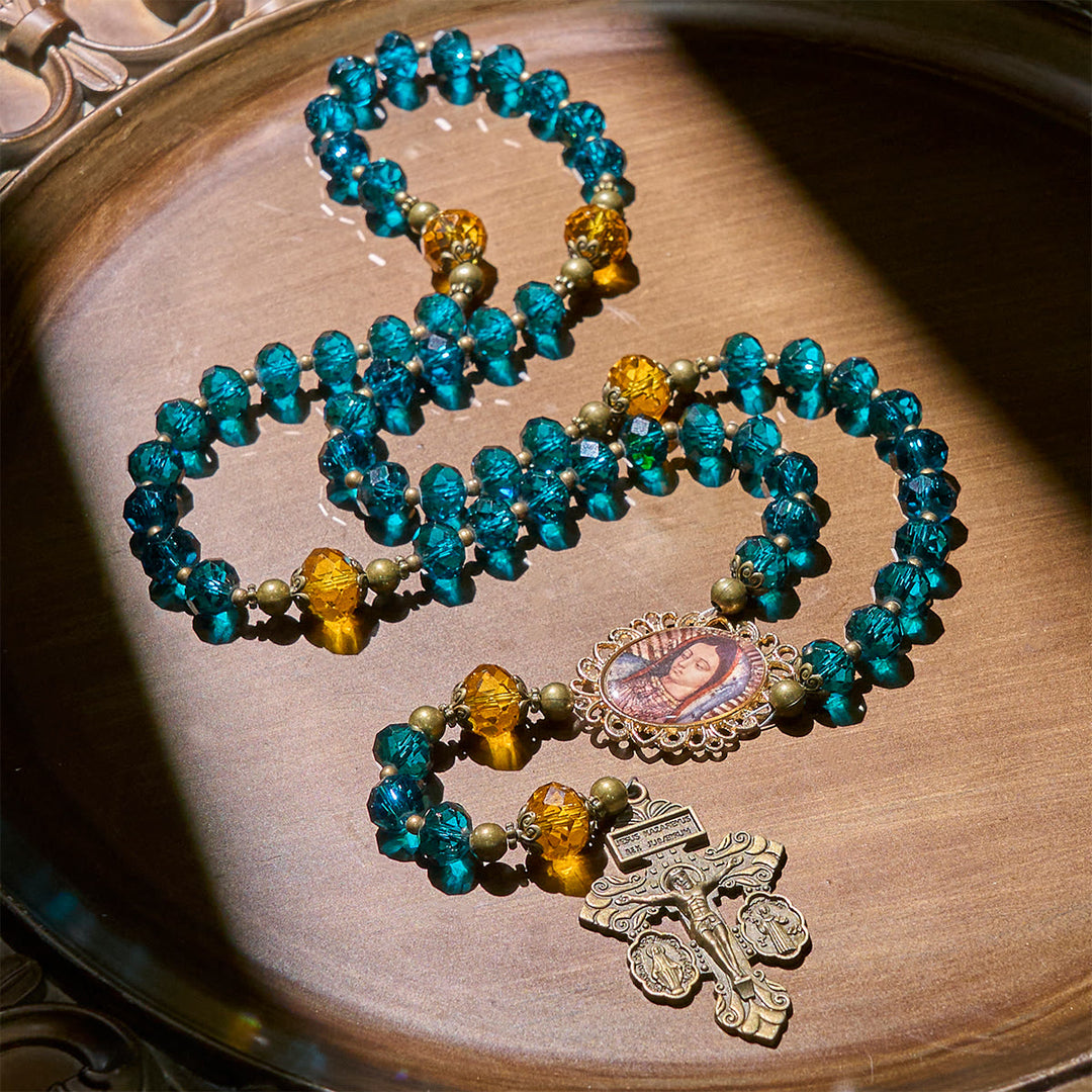 Christianartworkshop Cadeau de Thanksgiving : Chapelet bleu et ambre éclatant | Respectez la volonté de Dieu - image 3