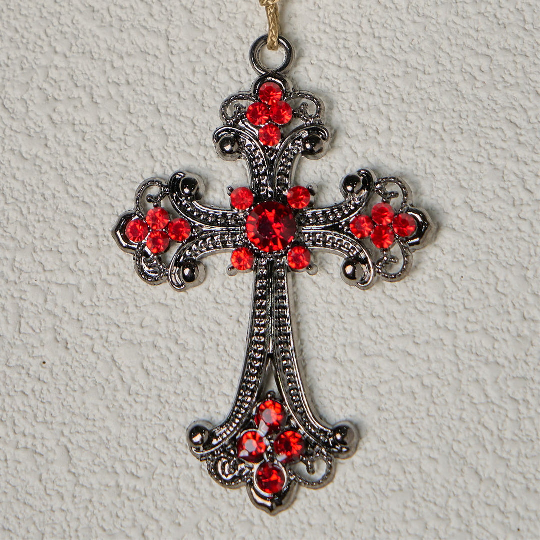 Christianartworkshop Chapelet dévotionnel noir et rouge avec bénédiction de saint Benoît et croix rouge ornée - image 7