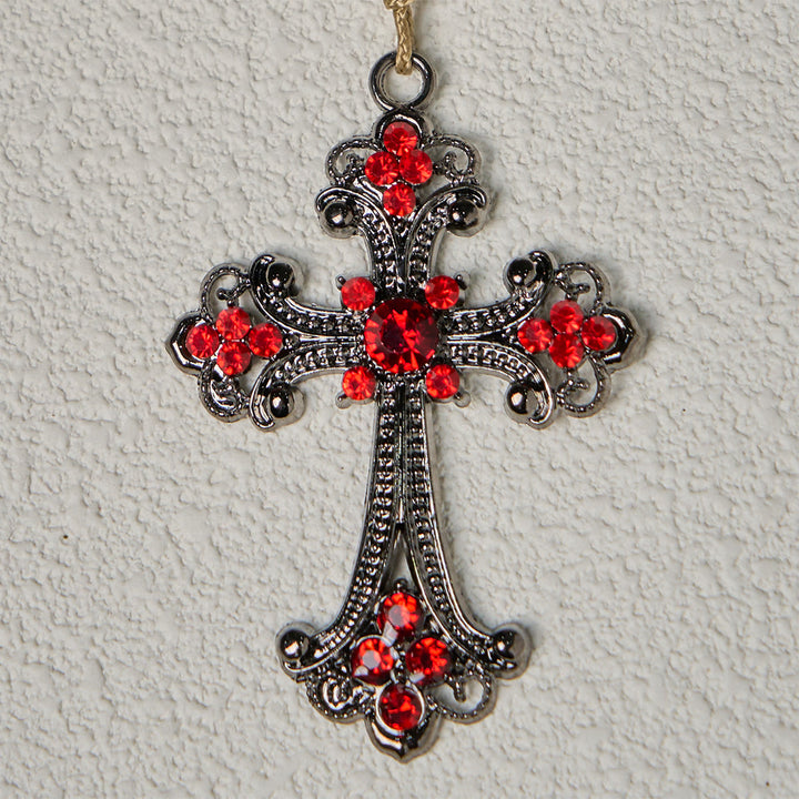 Christianartworkshop Chapelet dévotionnel noir et rouge avec bénédiction de saint Benoît et croix rouge ornée - image 7