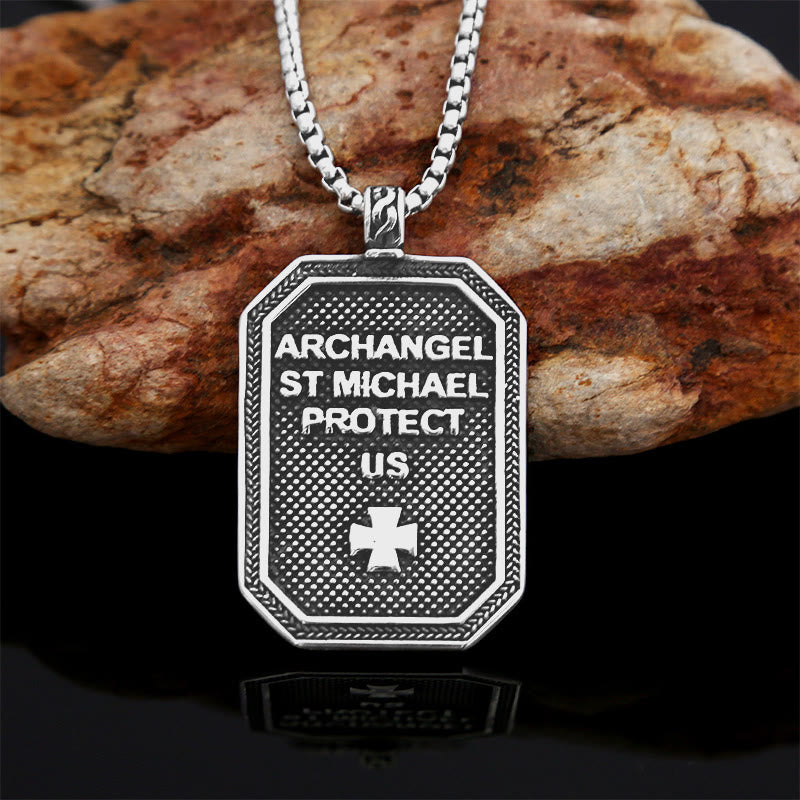Christianartworkshop Collier pendentif classique en acier inoxydable avec Saint Michel Archange, symbole de protection. - image 17
