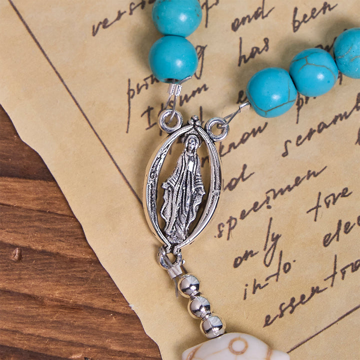 Christianartworkshop Prière au-delà de la mer avec un chapelet turquoise Sérénité dauphin et animaux - image 7