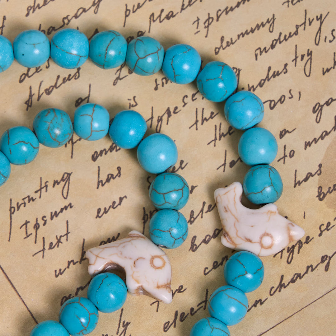 Christianartworkshop Prière au-delà de la mer avec un chapelet turquoise Sérénité dauphin et animaux - image 6
