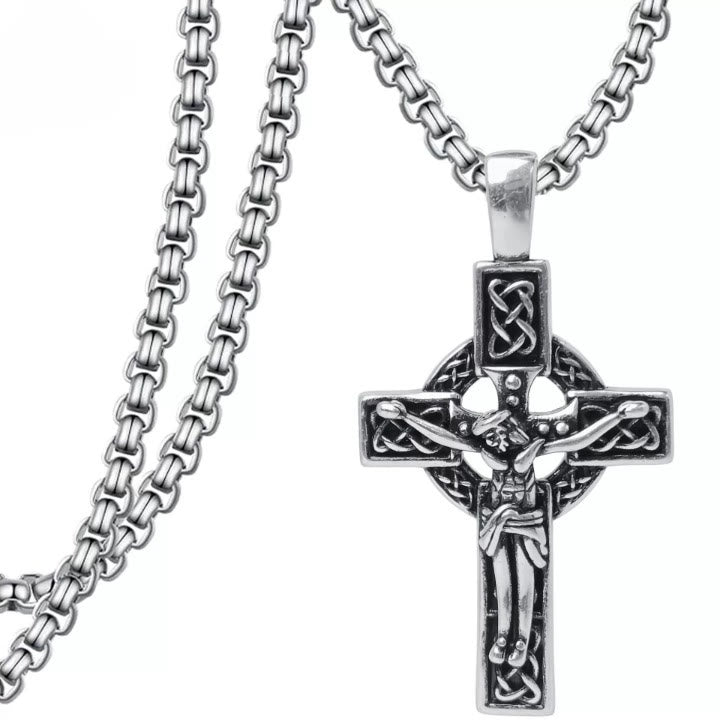 Christianartworkshop Collier pendentif crucifix nœud celtique Foi éternelle : Christ en croix - image 4