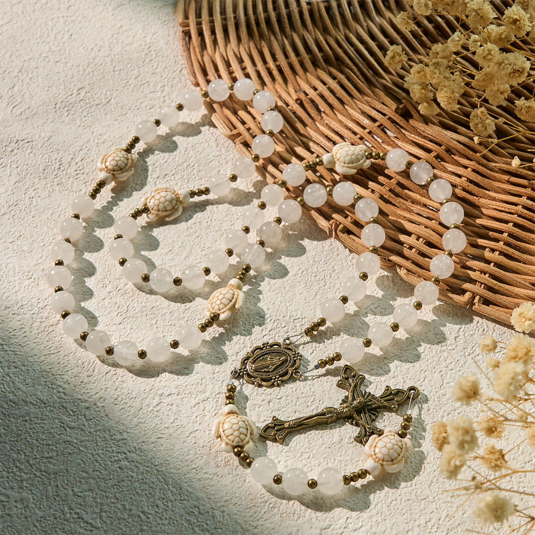 Christianartworkshop Chapelet commémoratif sacré en quartz blanc et tortue sacrée - image 6