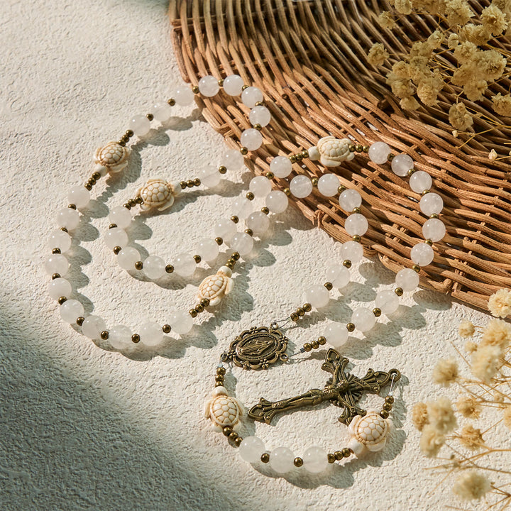 Christianartworkshop Chapelet commémoratif sacré en quartz blanc et tortue sacrée - image 6