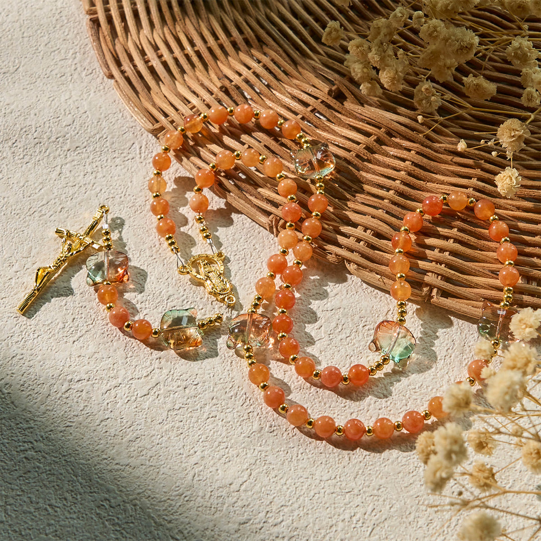Christianartworkshop Chat tigré orange béni avec chapelet de perles de cornaline - image 3