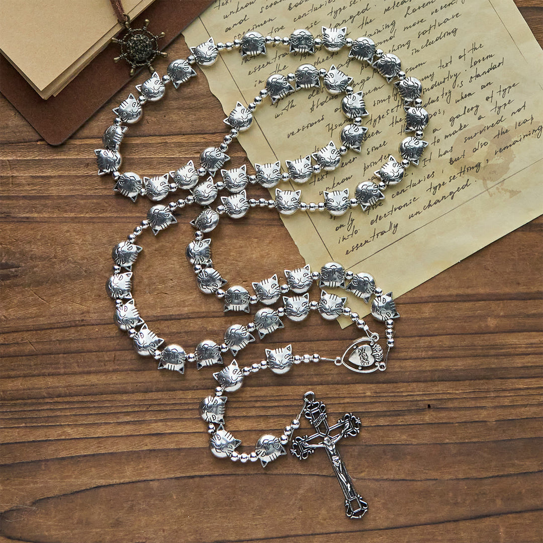 Christianartworkshop Chapelet en acier inoxydable représentant un chat tigré, symbole unique de dévotion et d'amour - image 3