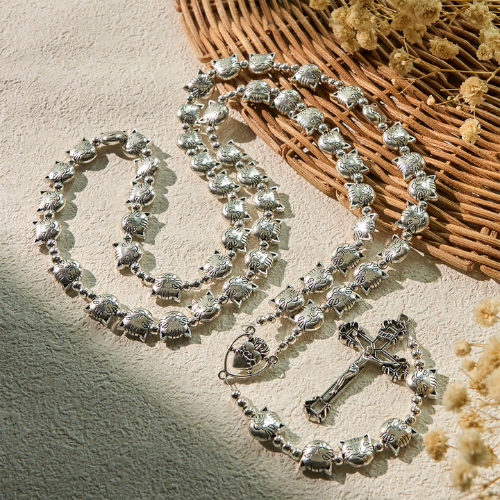 Christianartworkshop Chapelet en acier inoxydable représentant un chat tigré, symbole unique de dévotion et d'amour - image 5