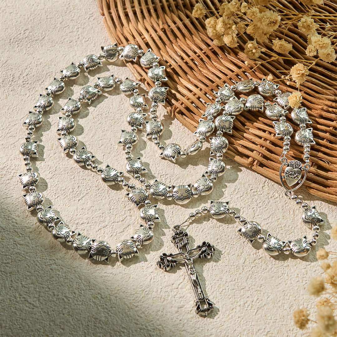 Christianartworkshop Chapelet en acier inoxydable représentant un chat tigré, symbole unique de dévotion et d'amour - image 4