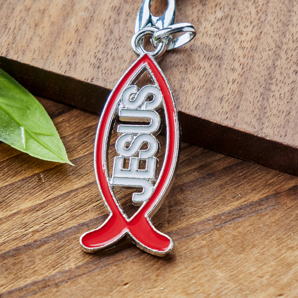 Christianartworkshop Porte-clés Poisson Jésus Rouge Audacieux : Compagnon Fidèle pour la Vie - image 1