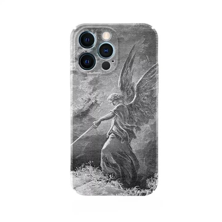 Christianartworkshop Coque de téléphone avec l'archange saint Michel gardien : une scène biblique inspirante - image 1