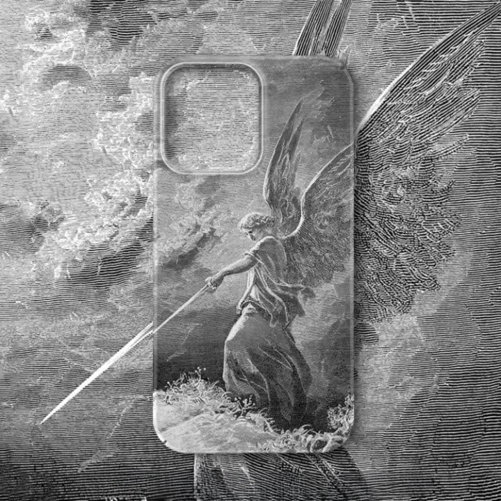 Christianartworkshop Coque de téléphone avec l'archange saint Michel gardien : une scène biblique inspirante - image 3