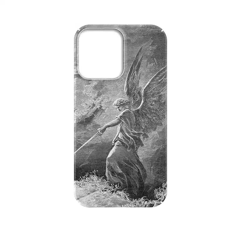 Christianartworkshop Coque de téléphone avec l'archange saint Michel gardien : une scène biblique inspirante - iPhone 16 Pro Max - image 0