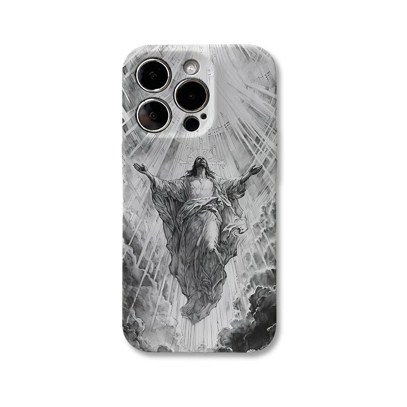 Christianartworkshop Coque de téléphone « L'Ascension du Christ et la lumière céleste » : symbole de l'espoir éternel - iPhone 16 Pro Max - image 0