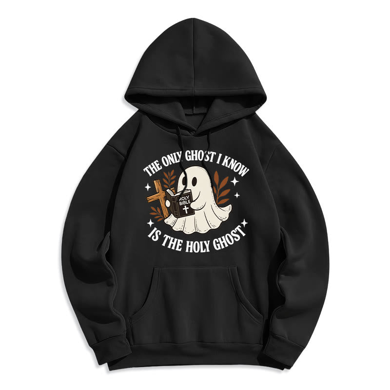 Christianartworkshop Sweat à capuche en polyester doublé polaire « Sans fantômes sauf le Saint » - Noir - 2XL - image 0