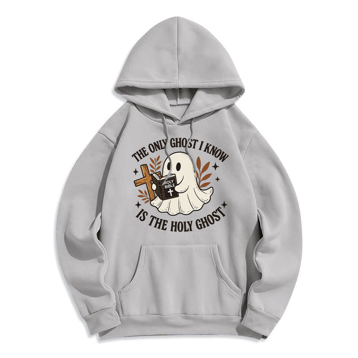 Christianartworkshop Sweat à capuche en polyester doublé polaire « Sans fantômes sauf le Saint » - Gris - 2XL - image 3