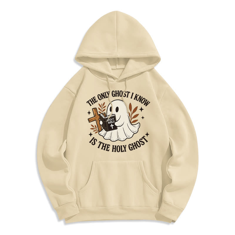 Christianartworkshop Sweat à capuche en polyester doublé polaire « Sans fantômes sauf le Saint » - Beige - 2XL - image 5