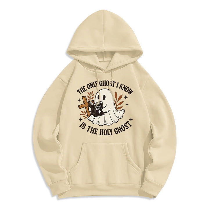 Christianartworkshop Sweat à capuche en polyester doublé polaire « Sans fantômes sauf le Saint » - Beige - 2XL - image 5