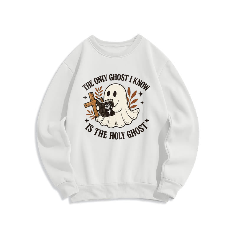 Sweat-shirt en polyester doublé polaire « Christianartworkshop Ghost-Free Except the Holy One » - Blanc - 2XL - image 0