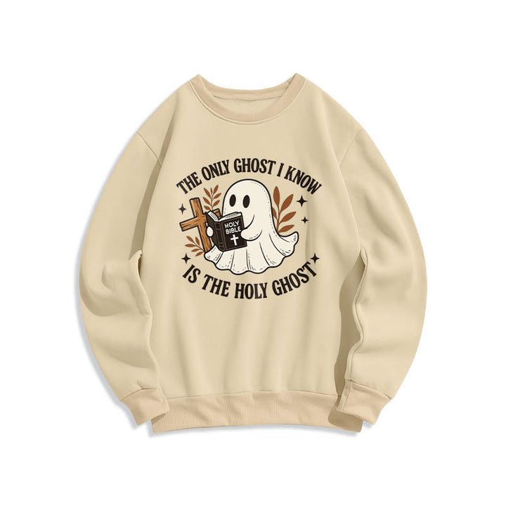 Sweat-shirt en polyester doublé polaire « Christianartworkshop Ghost-Free Except the Holy One » - Beige - 2XL - image 3