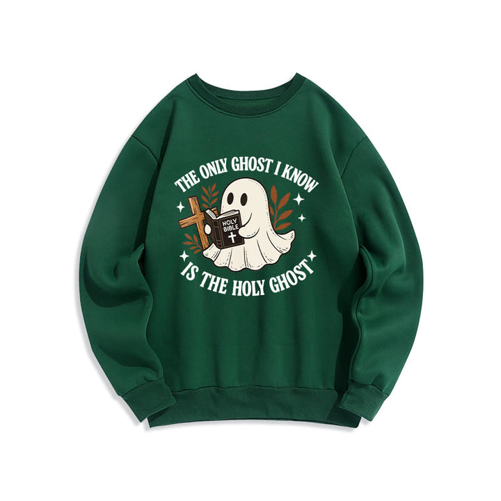 Sweat-shirt en polyester doublé polaire « Christianartworkshop Ghost-Free Except the Holy One » - Vert - 2XL - image 4