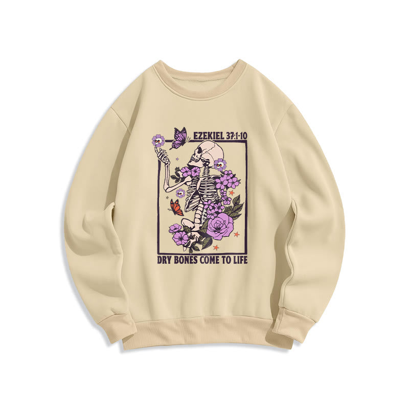 Sweat-shirt en polyester doublé polaire « Dry Bones Rise in Faith » de Christianartworkshop - Beige - 2XL - image 3