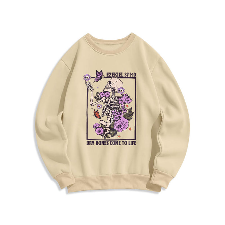 Sweat-shirt en polyester doublé polaire « Dry Bones Rise in Faith » de Christianartworkshop - Beige - 2XL - image 3