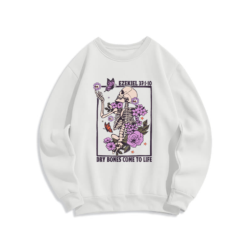 Sweat-shirt en polyester doublé polaire « Dry Bones Rise in Faith » de Christianartworkshop - Blanc - 2XL - image 1