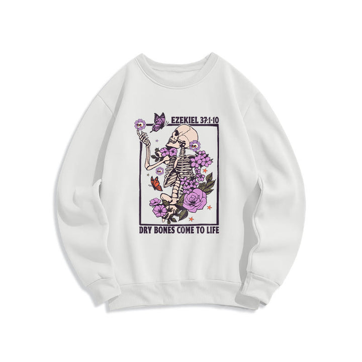 Sweat-shirt en polyester doublé polaire « Dry Bones Rise in Faith » de Christianartworkshop - Blanc - 2XL - image 1