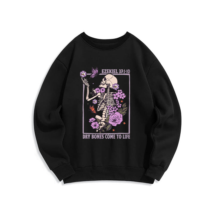 Sweat-shirt en polyester doublé polaire « Dry Bones Rise in Faith » de Christianartworkshop - Noir - 2XL - image 0