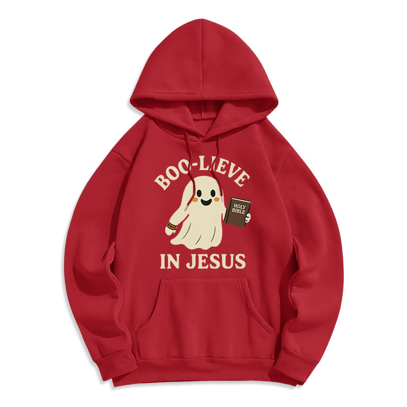 Christianartworkshop Sweat à capuche en polyester doublé polaire Boo-Lieve in Jesus Faith Over Fear - Rouge - 2XL - image 2