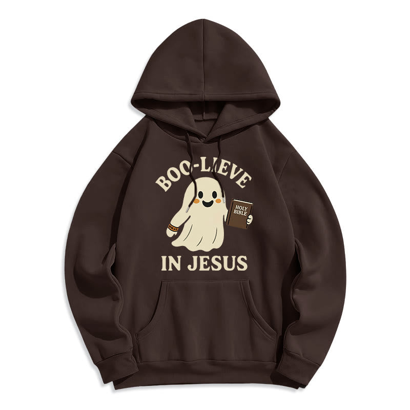 Christianartworkshop Sweat à capuche en polyester doublé polaire Boo-Lieve in Jesus Faith Over Fear - Brun - 2XL - image 0
