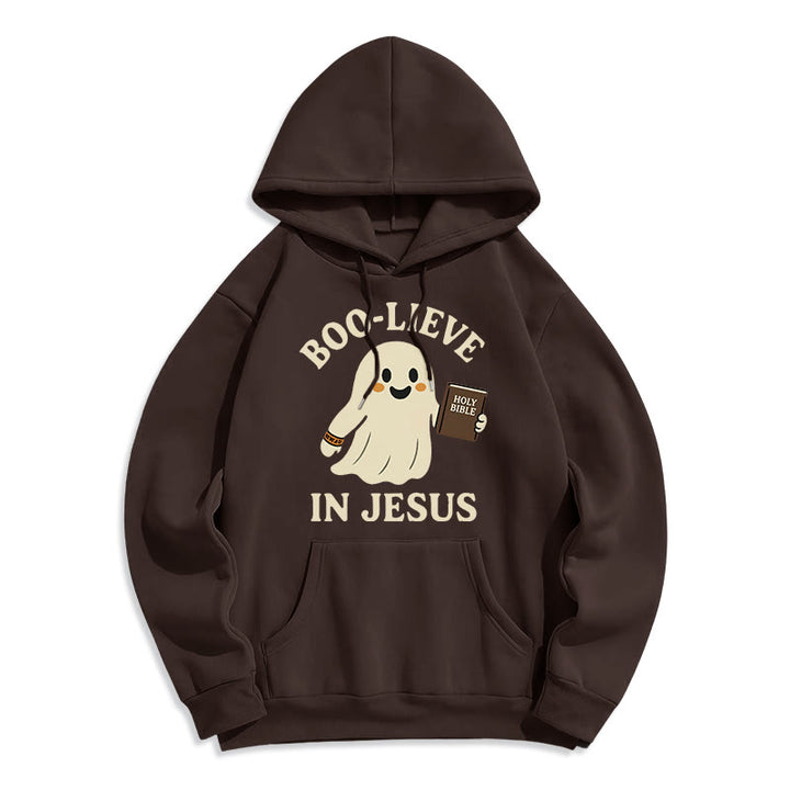 Christianartworkshop Sweat à capuche en polyester doublé polaire Boo-Lieve in Jesus Faith Over Fear - Brun - 2XL - image 0