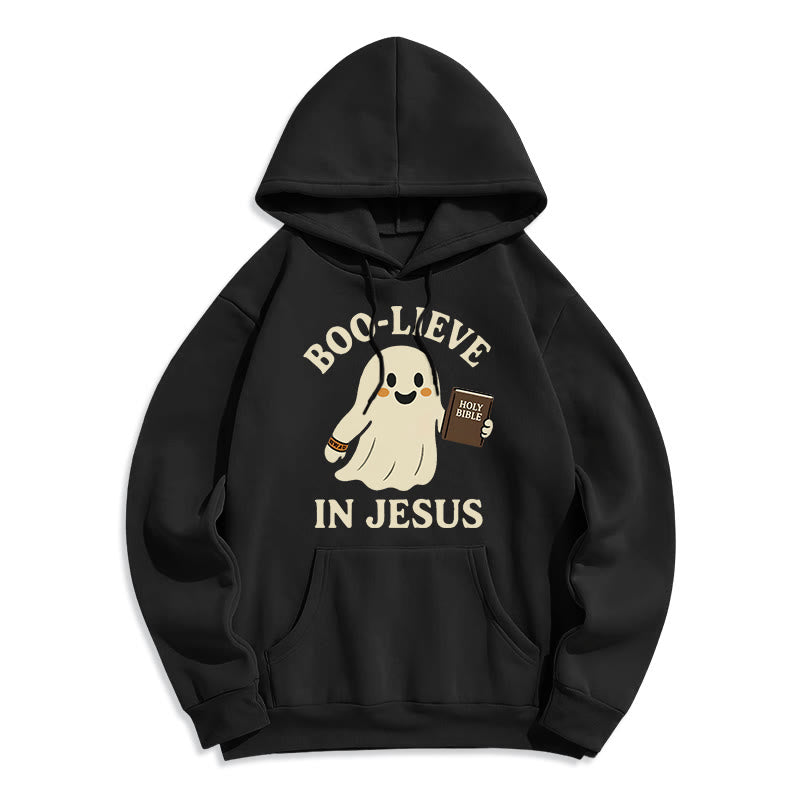 Christianartworkshop Sweat à capuche en polyester doublé polaire Boo-Lieve in Jesus Faith Over Fear - Noir - 2XL - image 4