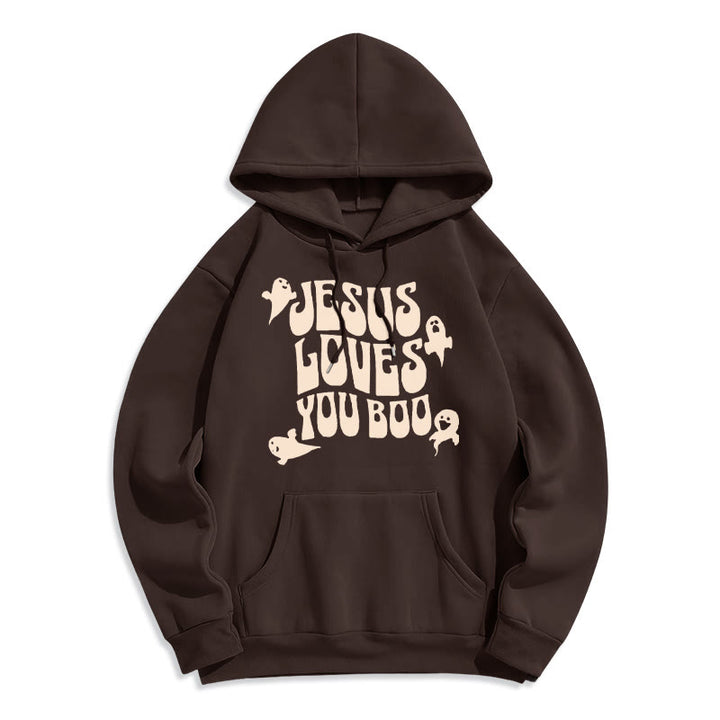 Christianartworkshop Sweat à capuche en polyester doublé polaire « Jésus t’aime » - Brun - 2XL - image 2