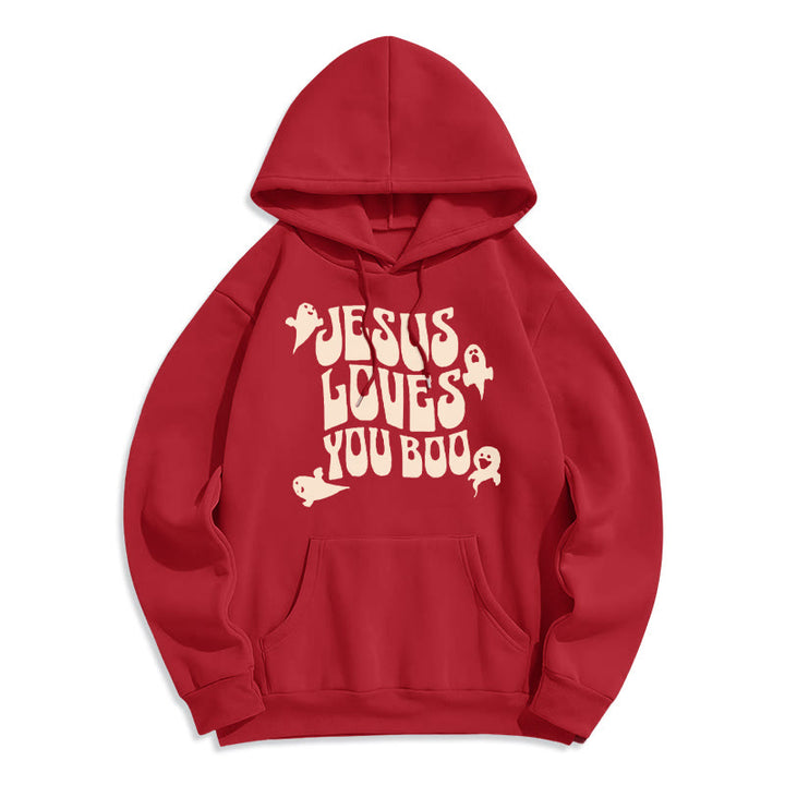 Christianartworkshop Sweat à capuche en polyester doublé polaire « Jésus t’aime » - Rouge - 2XL - image 3