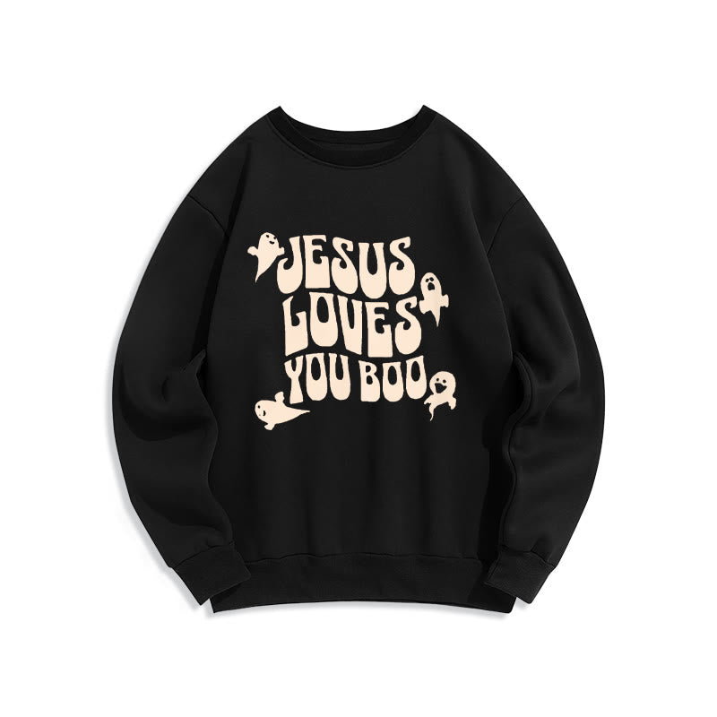 Sweat-shirt en polyester doublé polaire « Christianartworkshop Jesus Loves You Boo » - Noir - 2XL - image 0
