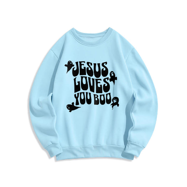 Sweat-shirt en polyester doublé polaire « Christianartworkshop Jesus Loves You Boo » - Bleu - 2XL - image 3
