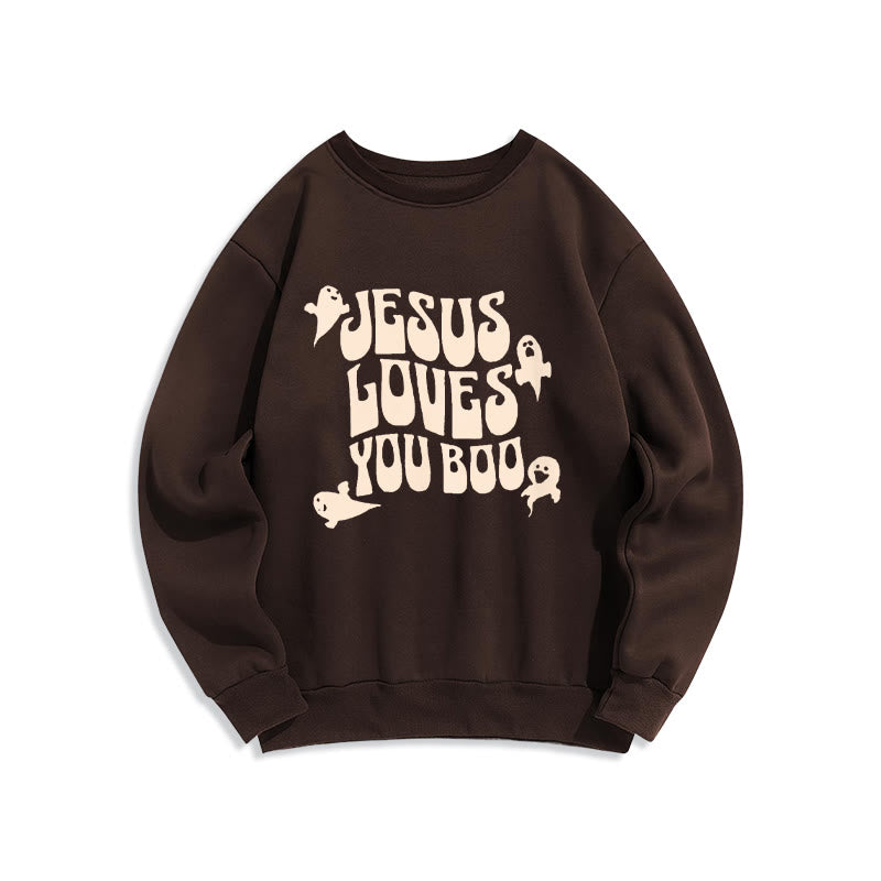 Sweat-shirt en polyester doublé polaire « Christianartworkshop Jesus Loves You Boo » - Brun - 2XL - image 6